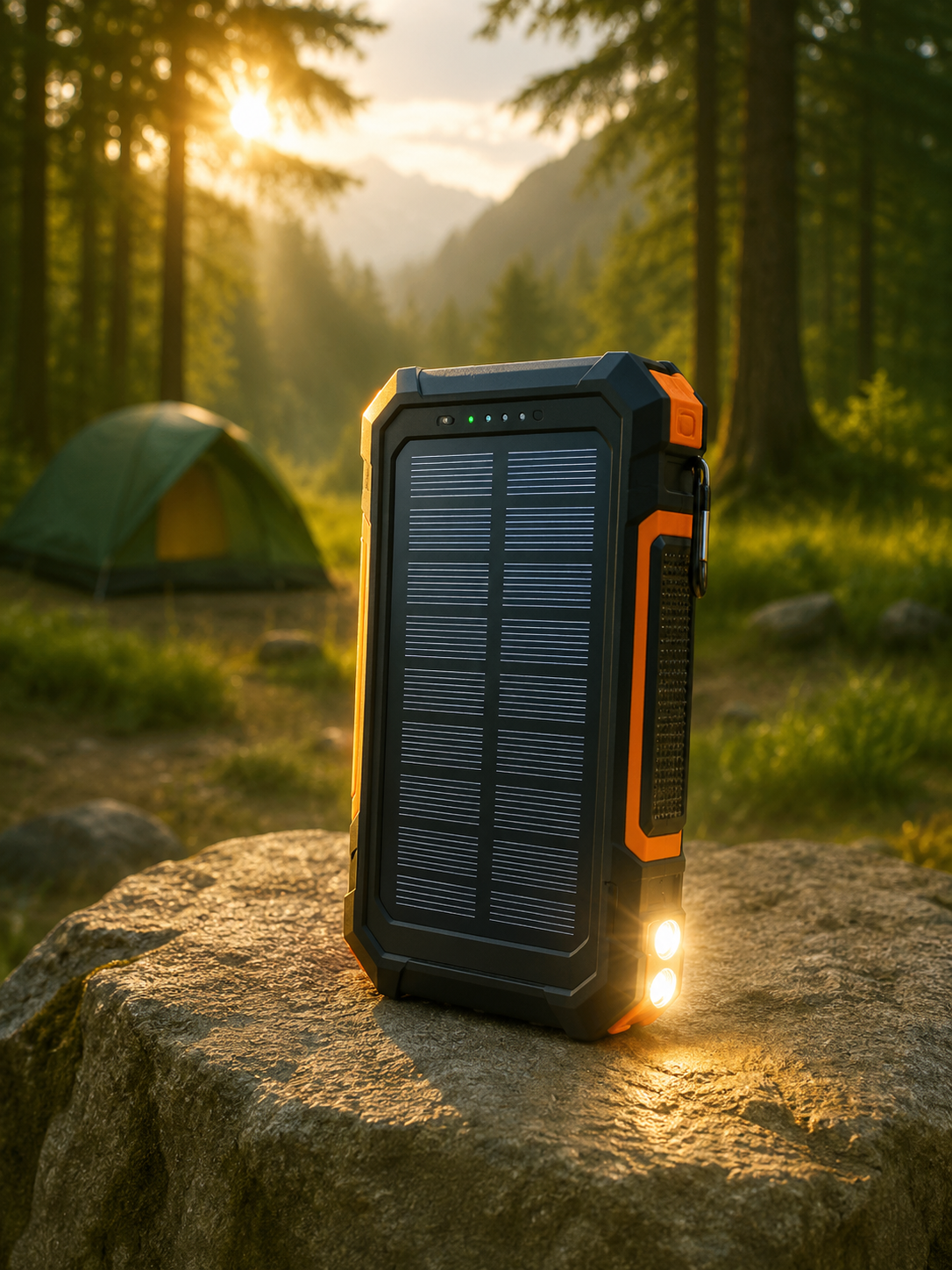 Solar Powerbank 10.000mAh met LED Zaklamp